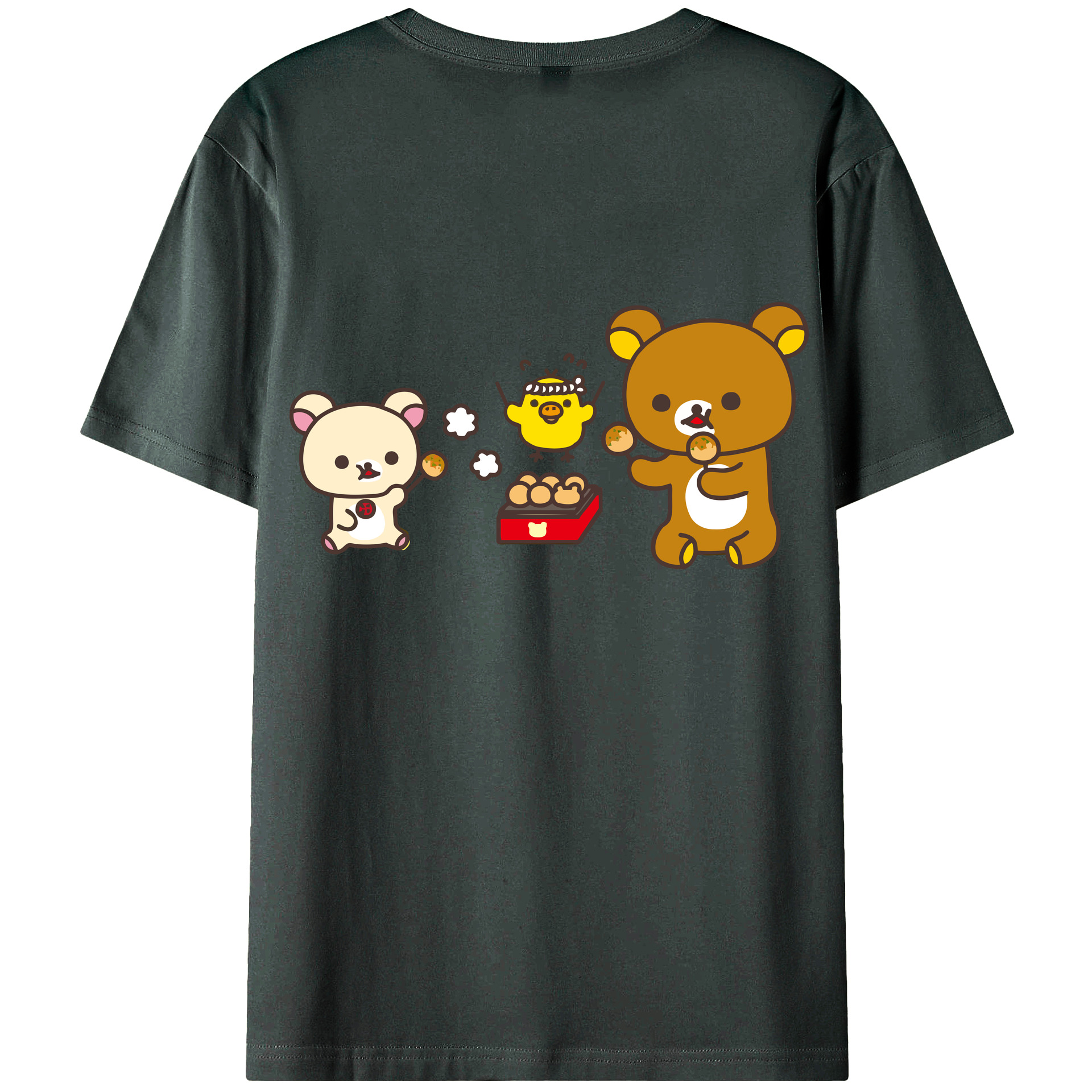 （画像用） リラックマ リラックマ キイロイトリ Rilakkuma Korilakkuma Kiiroitori 綿100％ メンズ半袖Tシャツ（バックプリント） 通気性